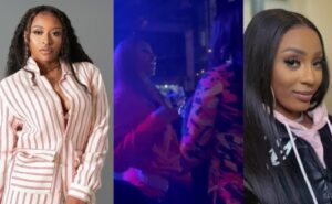 AKAs former and current girlfriend Nadia Nakai and DJ Zinhle seen grooving at a club
